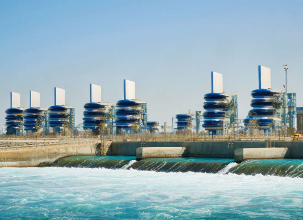 Solar powered water desalination plant.