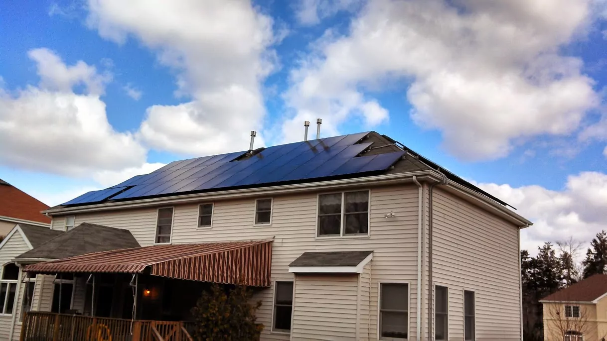 Solar panels on back of house